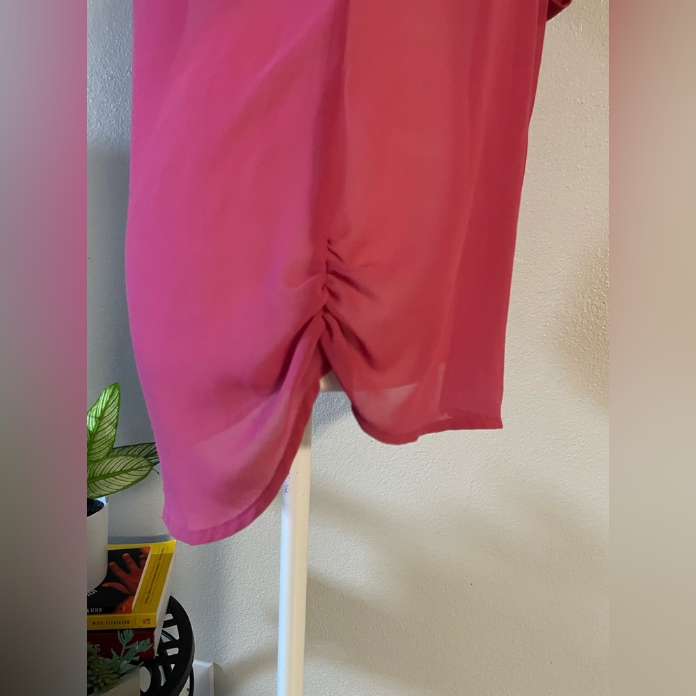 Guess Womens Tank top Pink Silk Collared Button up -Sz S - Picture 6 of 10